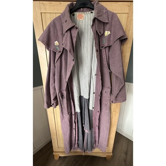 Vintage The Australian Outback Collection Canvas Cotton Duster Coat Jacket SZ L - Picture 9 of 15